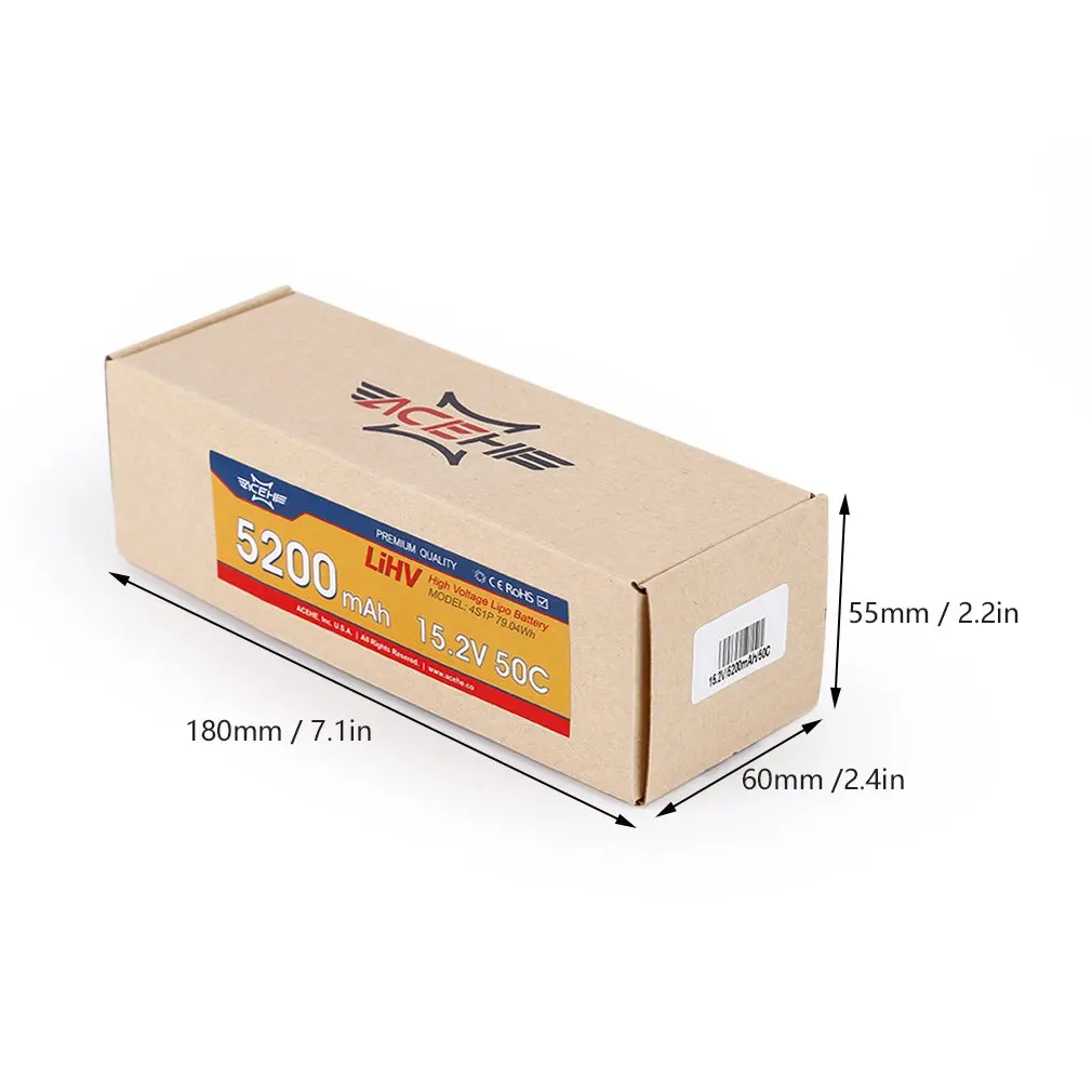 ACEHE 15,2 V 5200mAh 50C 4S1P 79.04Wh XT60 вилка высокого напряжения Lipo батарея изысканно спроектированная прочная