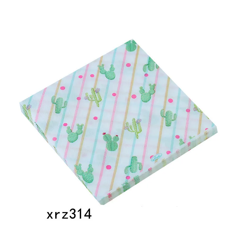 

A Pack Of 20 Alpaca Cactus Cartoon Animal Children's Day Birthday Party Disposable Napkin Party Decorative supplies