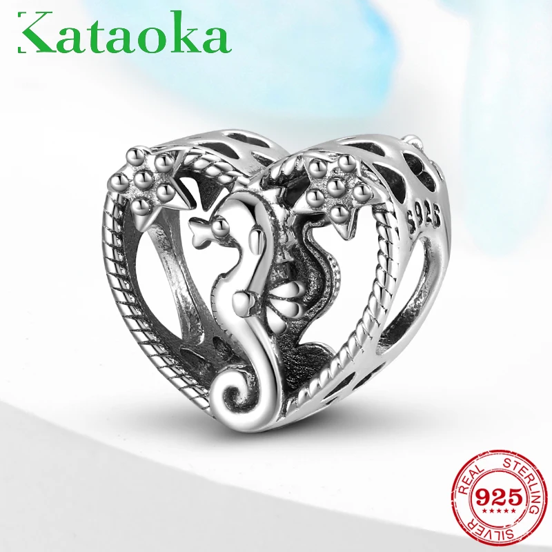 

Hollow out Hippocampus beads Authentic 925 Sterling Silver Charms Fit Original Bracelets Bangles fine Jewelry making