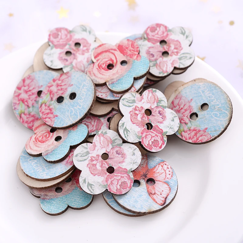 Wooden Butterfly 50pcs Assorted Colorful Butterfly Wooden Buttons Randomly Mixed Sewing... Mixed Buttons For Crafts