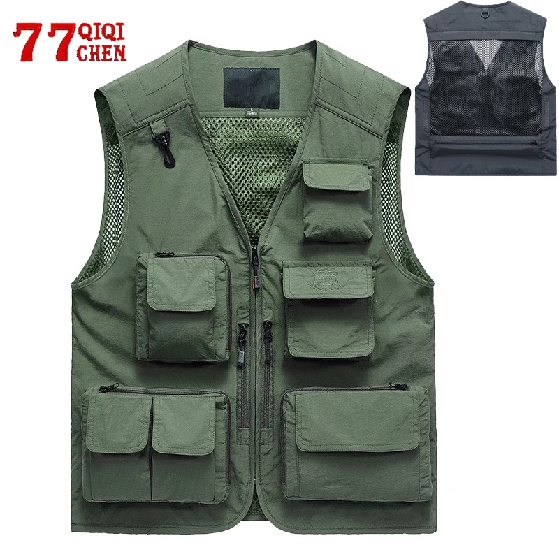 Mesh Vest Waistcoat Photography Quick-Dry Fishing-Brand Multi-Pocket Breathable Plus-Size