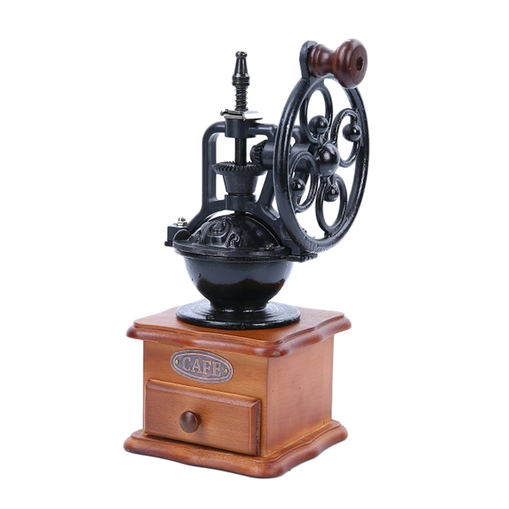 Manual Coffee Grinder Retro Style Wood Coffee Bean Mill Grinding Home Decor