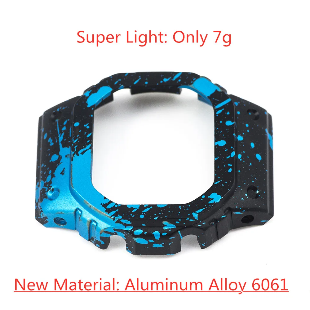 DW5600 5610 алюминиевый сплав 6061 часы граффити ободок супер светильник с бусинами - Цвет: Graffiti Blue Bezel