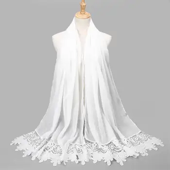 

New cotton scarf rhinestone Embroidered lace beach scarf shawl plain Muslim hijab cape head wrap bandana women