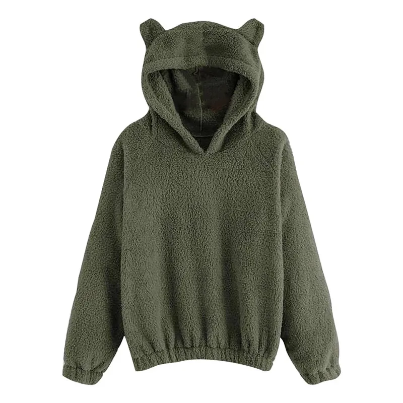 Womail Women Sweatshirt Women's Long Sleeve Fleece Warm Bear Shape Fuzzy Hoodie Pullover S-XL | Женская одежда