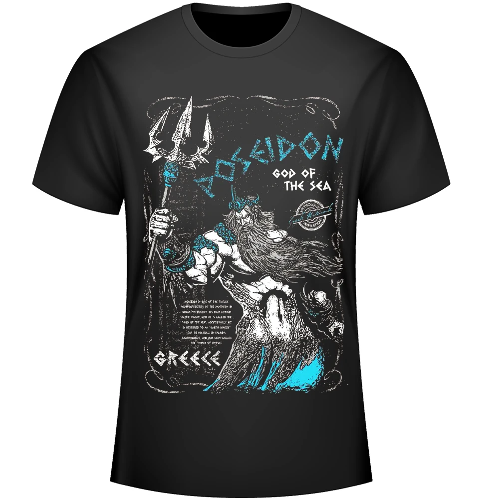 

Fashion Design Ancient Greek God of The Sea Poseidon Image Men's T-Shirt. Summer Cotton Short Sleeve O-Neck Unisex T Shirt New