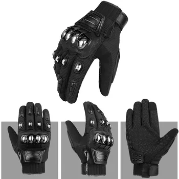 

1pair Durable Outdoor Racing Protective Motorcycle Gloves Fashion Alloy Steel Touch Screen Ergonomic Gear Full Finger Anti Slip