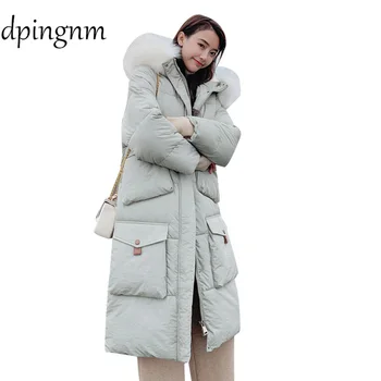 

2019 New Full Women Winter Jacket Hood Design Thick Coat Cotton Parka Style Jackets Fur Collar BLueY170016