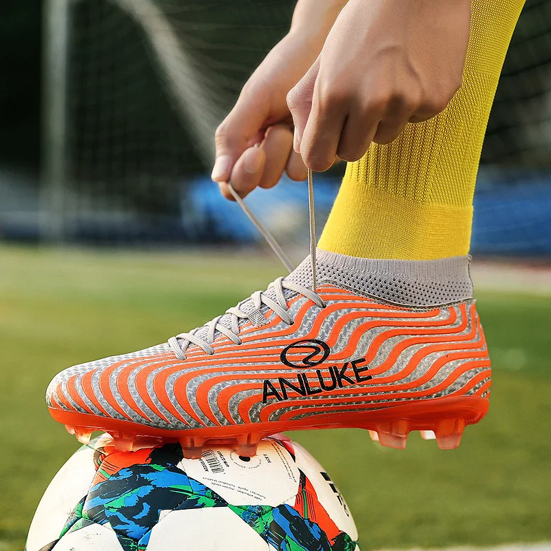 Men High Spike Firm Groud Football Shoes FG Hard Lawn Shoes Turf Soccer Shoes American Football Orange Breathable Training Shoes Men High Spike Firm Groud Football Shoes FG Hard Lawn Shoes Turf Soccer Shoes American Football Orange Breathable Training Shoes