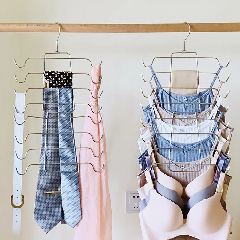

Multifunction Stainless Steel Clothes Hangers Multi-Layer Underwear Drying Rack Foldable Home Storage Hangers Wardrobe Storage