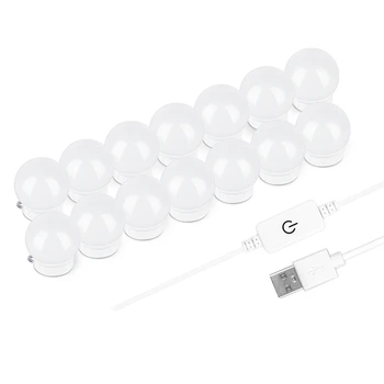 

LED Vanity Lights Kit for Mirror with 14 Dimmable Bulbs, Lighting Fixture Strip for Makeup Vanity Table Set in Bedroom