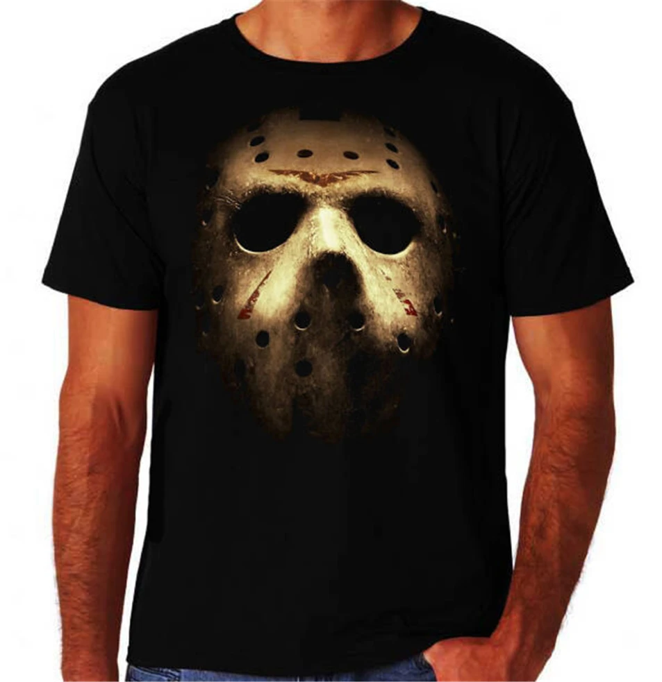 Friday The 13Th Jason Voorhees Mask Scary Ретро Slasher фильм ужасов новая футболка | Мужские футболки -4000368768189