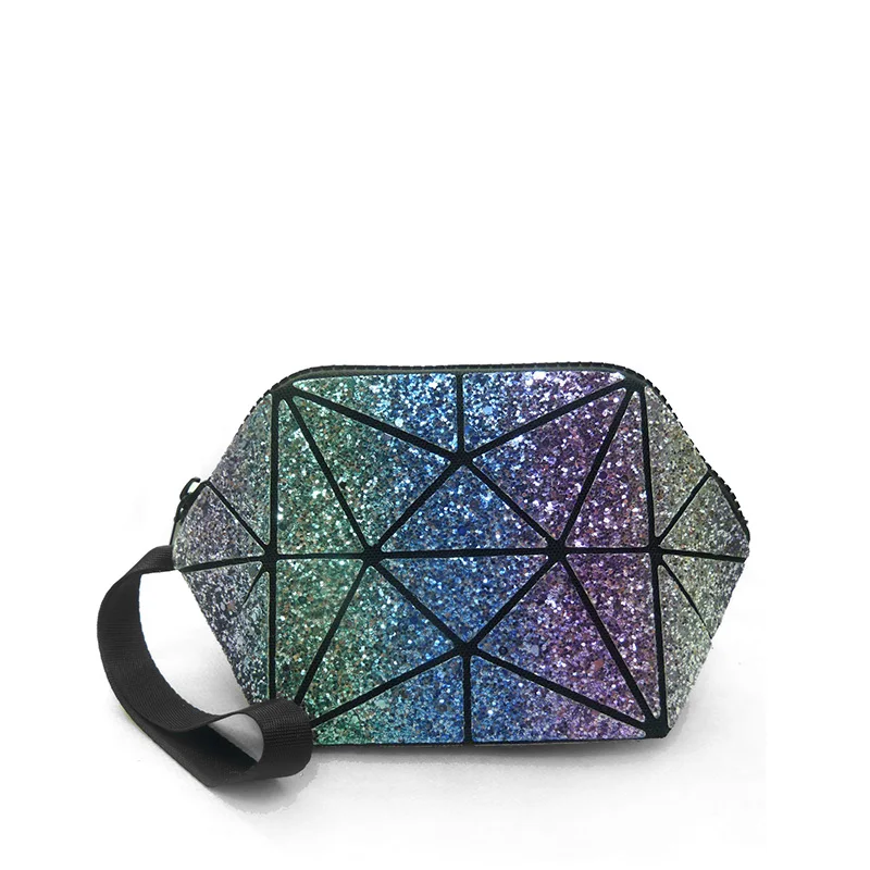 Женская сумочка для косметики из искусственной кожи маленький клатч женский с коротким ремешком косметичка для путешествий Геометрическая Сумка светящийся цвет - Цвет: Sequin