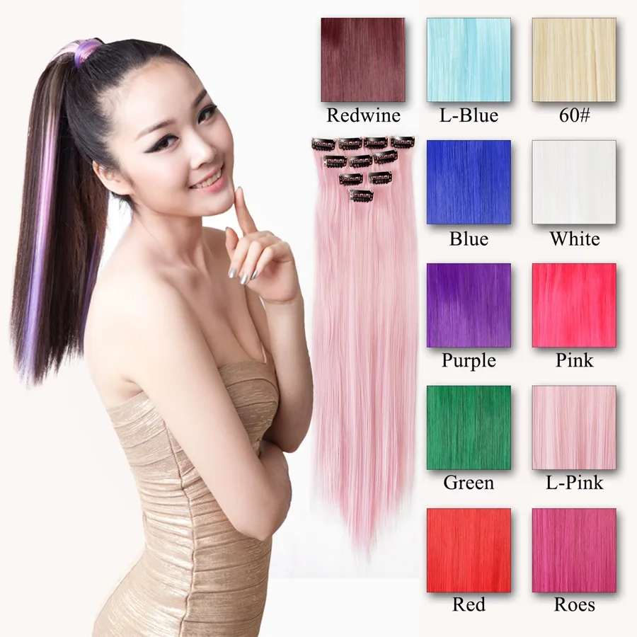 

Neitsi 20'' 10pcs/pack Synthetic Long Single Clip In One Piece Hair Extensions Ombre Straight Hairpiece For Women