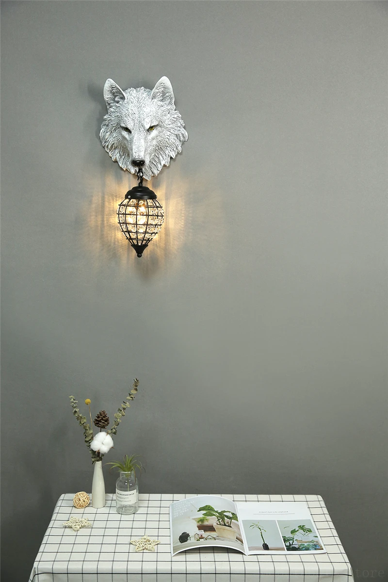 ウォールランプ 狼 アニマルヘッドオブジェ ライト S920c1e1ea8034053a6d64690134fb