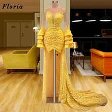 

Floria 2022 Custom Made Dubai Long Mermaid Party Dress Beading Crystals Formal Long Evening Gowns Middle East Women Prom Dresses