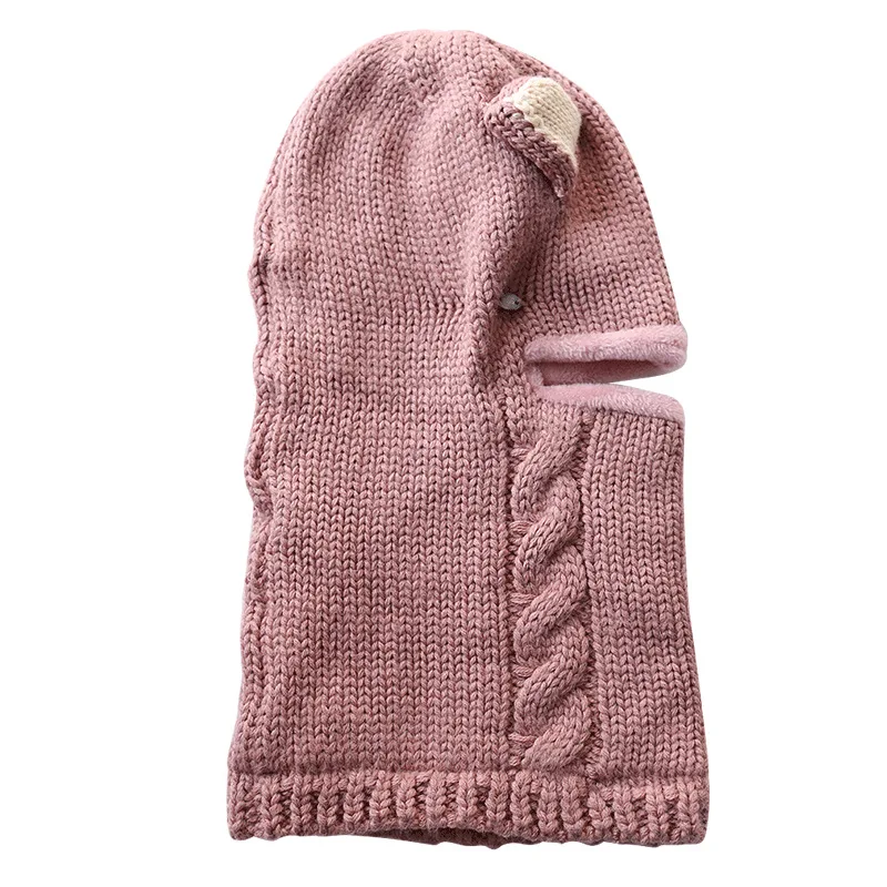 Children's hat autumn and winter kid's earmuffs 2-8Y baby scarf plus velvet windproof hat baby hat boys girls knit hat warm hat