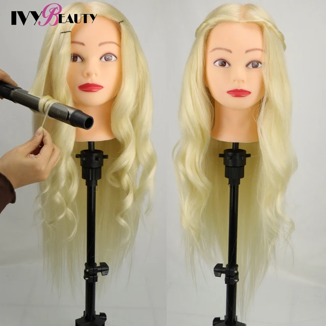 Female Mannequin Training Head And Stand For Hairdressers Hairstyles 85% Human Hair Training Head For Braid Hairdressing Head White Doll Head