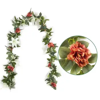 

2020 New Artificial Eucalyptus Garland Vines With Carnation Lily Babysbreath For Wedding Party Home Decoration