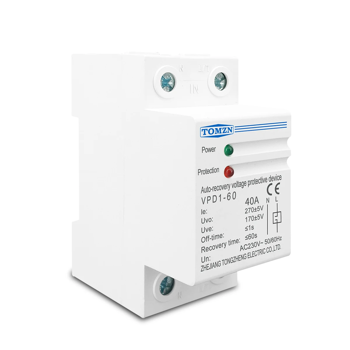 1 pcs 40A 230V Din rail automatic recovery reconnect over voltage and under voltage protective device Voltage Protector Relay