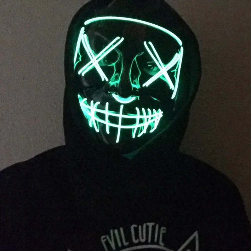 

LED Mask Halloween Light Up Party Full Face EL Mask Cosplay Mascara Horror Mascarillas Glow In Dark Colorful Nightlight Mask