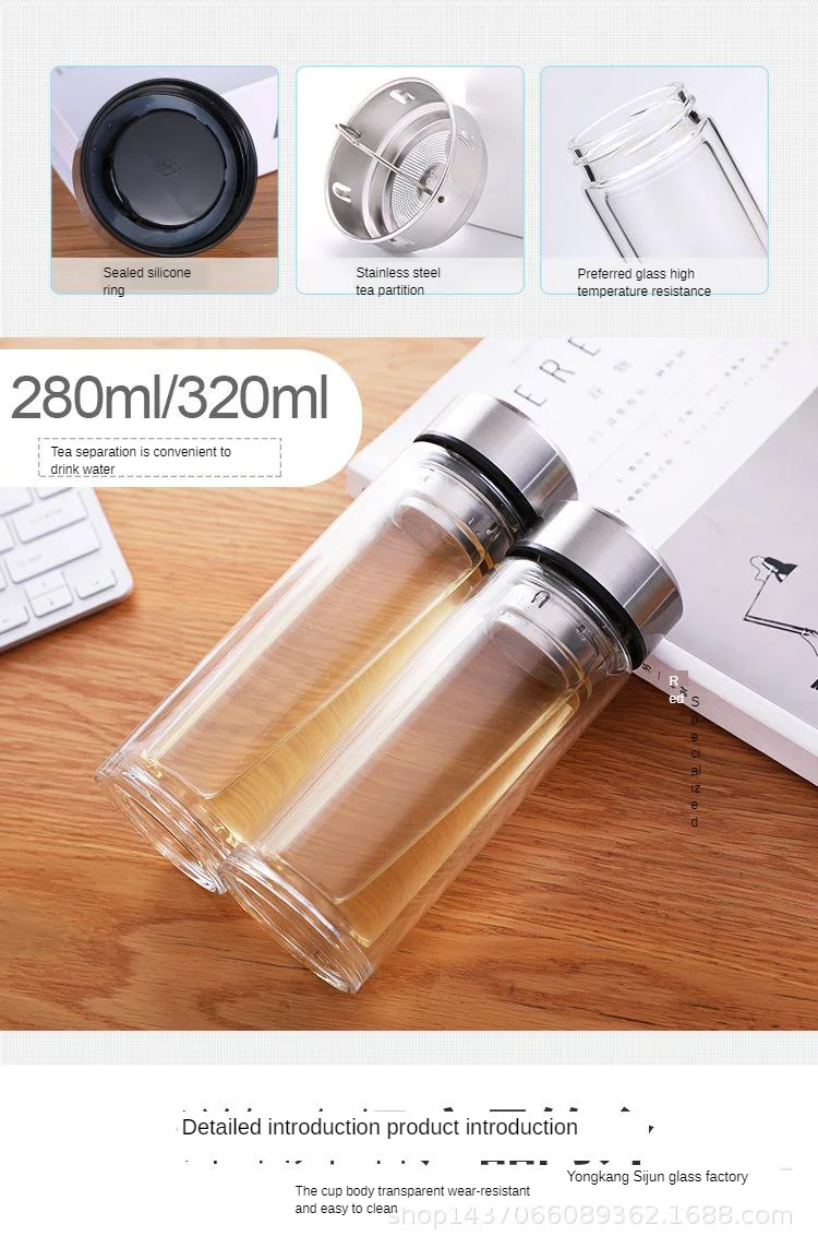 Thinking Army Double Layer Glass Cup Izable Portable Hand Transparent Glass Cup Glass