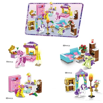 

lovely fairy tale cartoon PONY building block rainbow Pegasus horse figures Home Furnishing assemble bricks toys for girl gifts