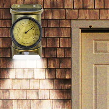 

Solar Outdoor Wall Lamp Body Infrared Detecion+Light Control IP44 White Light Silver/Gold Color Clock/Hygrometer/Thermometer