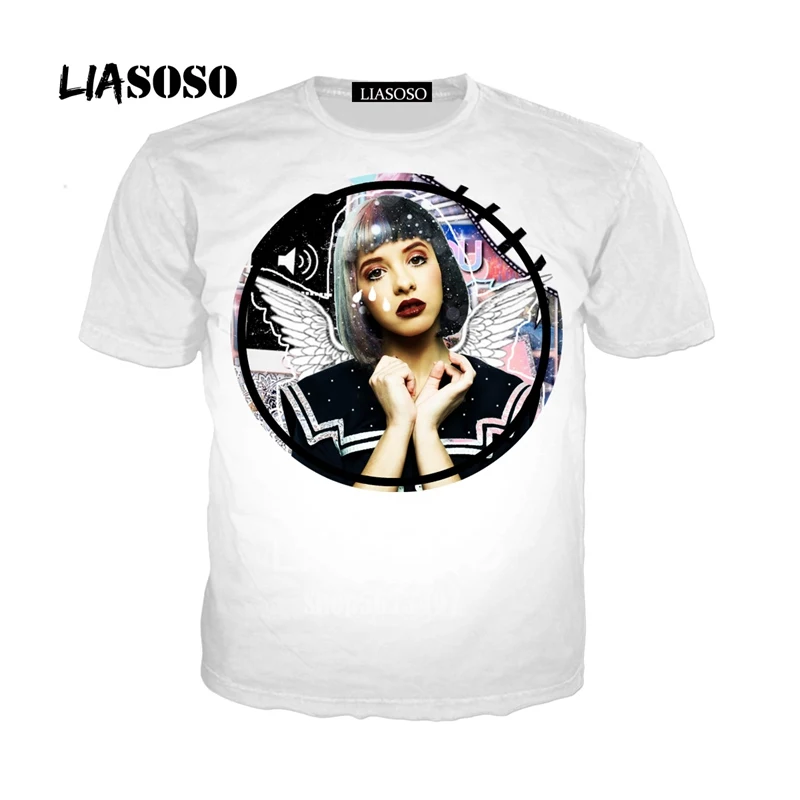 Армейский зеленый LIASOSO New 3D Color Printing Singer Melanie Martinez Women Men T-shirt Casusl Fashion Summer O-Neck Short sleeve - Цвет: Армейский зеленый