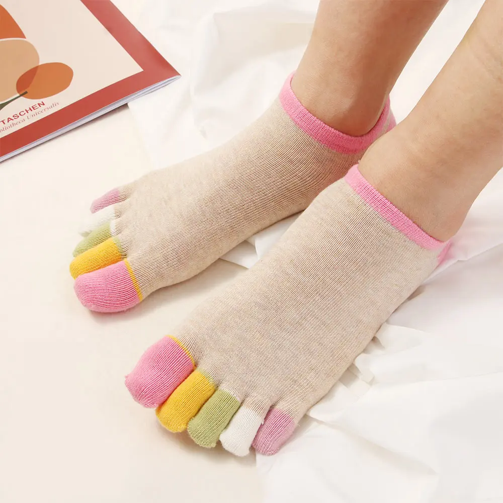 Женские носки Нескользящие хлопковые силиконовые с пятью пальцами зимние