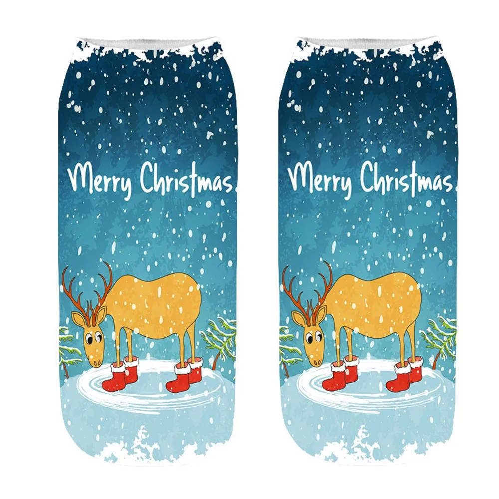 Рождественские носки для женщин и мужчин, забавные носки, носки с принтом снеговика и лося, новинка, skarpetki damskie, женские носки