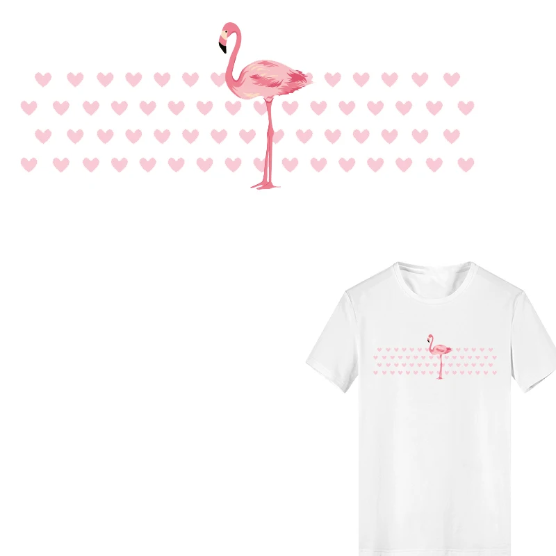 

Flamingo Heart Patch Iron-on Transfers for Girl Clothing DIY Ironing Heat Transfer Vinyl Washable Thermo Stickers Thermal Press