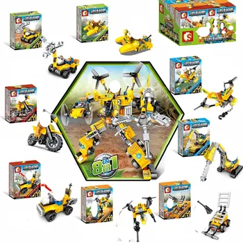 

Sembo Steel Mech Jungle Fire Brigade Blocks 349PCS Model Building Bricks Children Educational Toys for Boys 8 in 1