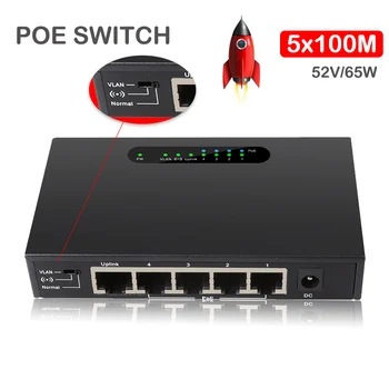 

Support Extend 250m 52V network switch MINI POE Switch Adapter RJ45 Fast speed 4 POE Port + 1 Uplink 5 Port IEEE 802.3 af/at