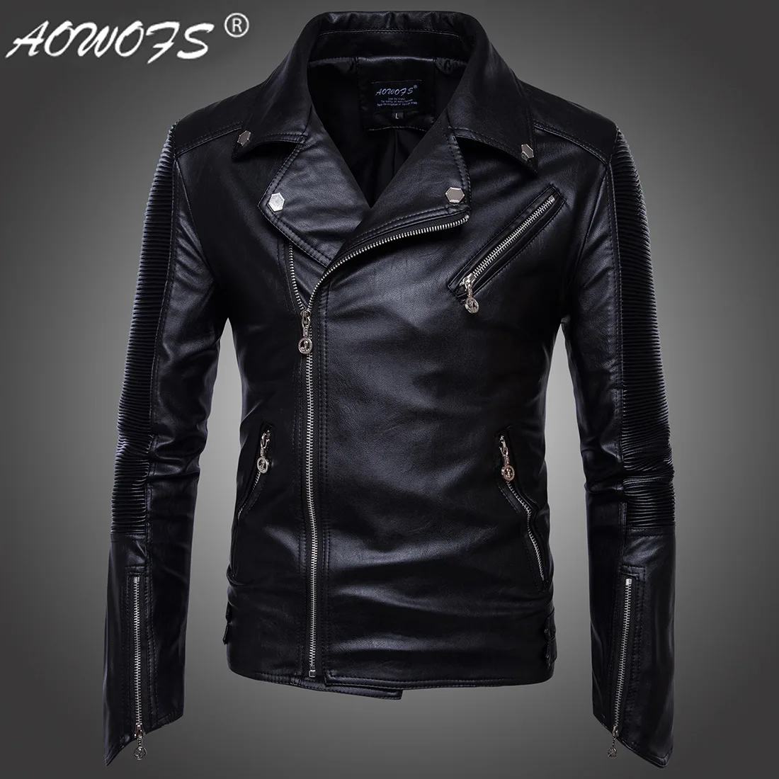 

[Code] European Export America 2019 Playing Football with Men'S Wear Locomotive Multi-Zipper Leather Coat Motorcycle Leather Coa
