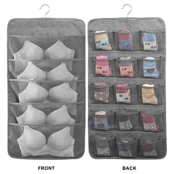

Double-sided hanging underwear storage bag 5 + 15 pockets for storing clothes bras underwear socks ties scarves