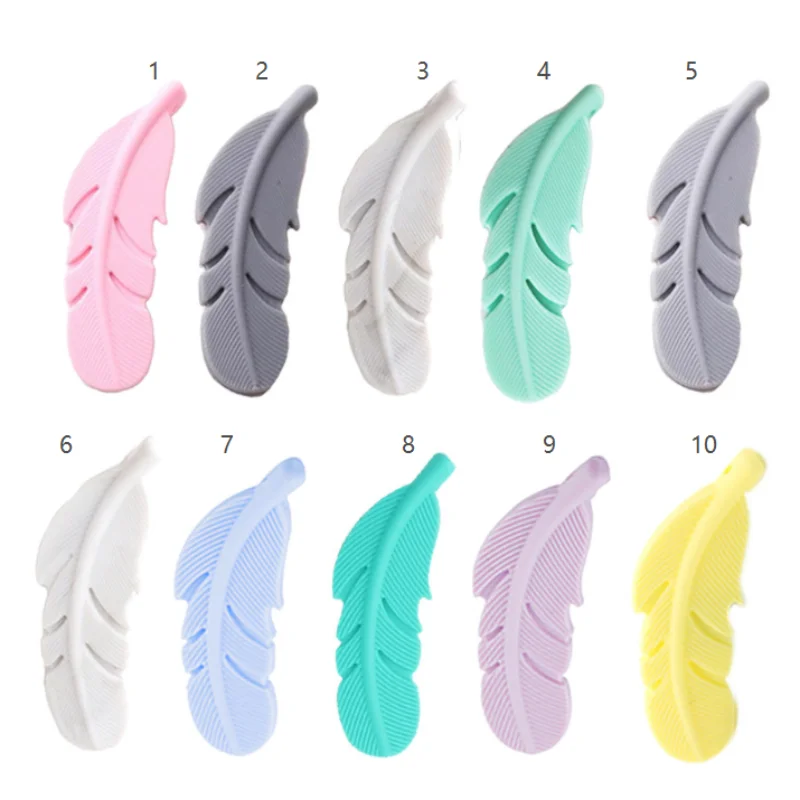 10pcs/lot Silicone Teether Feather Beads Handmade Accessories Teething Toys For Infant Newborn Gift Baby Bpa Free Teether