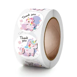Roll up thank you sticker cute cartoon Unicorn stationery gift decorative self-adhesive label  sticker pack  stationery