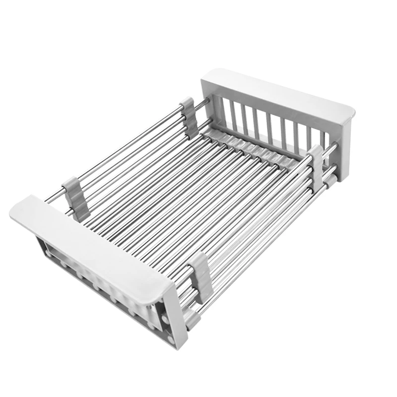 

Adjustable telescopic stainless steel kitchen with sink vegetable rack drying rack plug-in storage rack fruit and vegetable tray