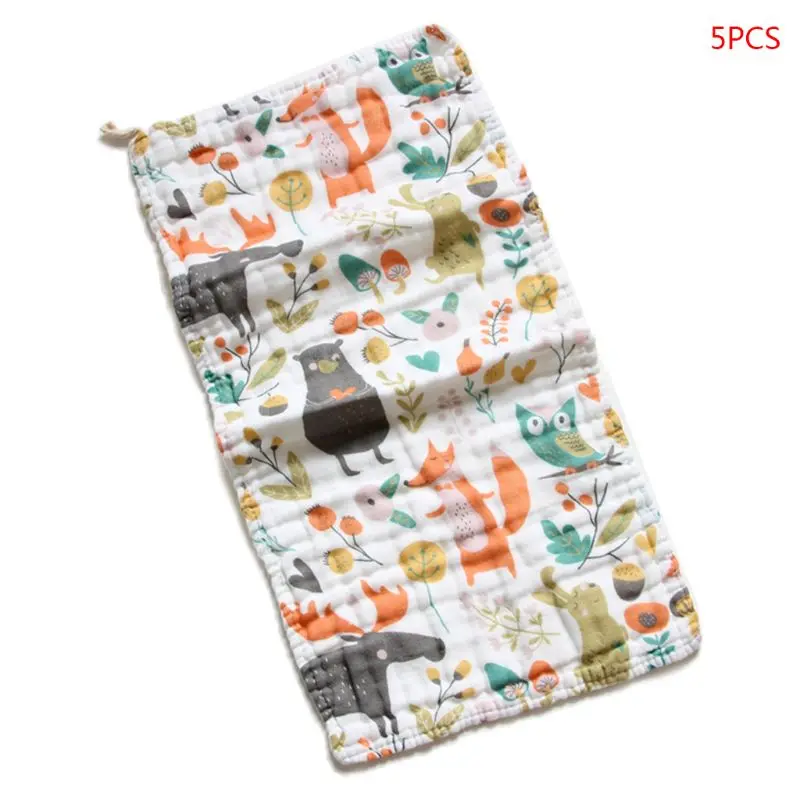 5 Pcs/pack Baby Cotton Towel Gauze Newborn Infant Cartoon Bibs Handkerchief Face Bathing Washcloth