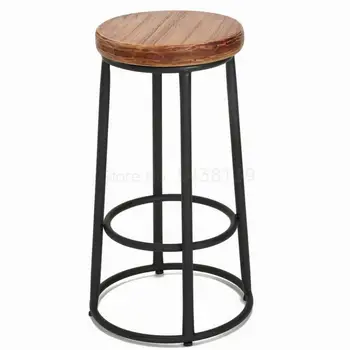 

Iron solid wood bar chair home simple bar stool high stool bar stool bar chair high chair front desk chair