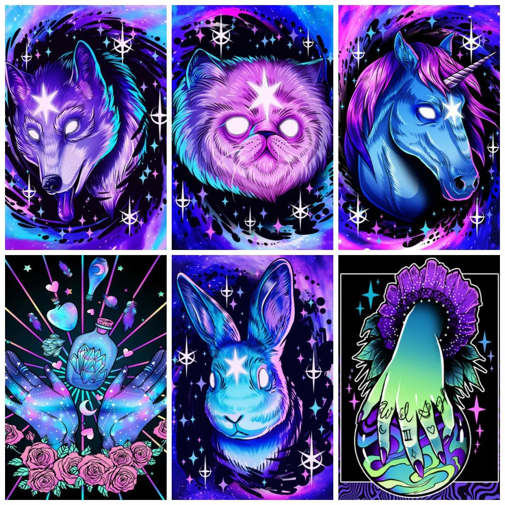 

5D Diy Diamond Painting Cat Wolf Horse Diamond Embroidery Animals Picture Of Rhinestones Mosaic Cross Stitch Decoration For Home