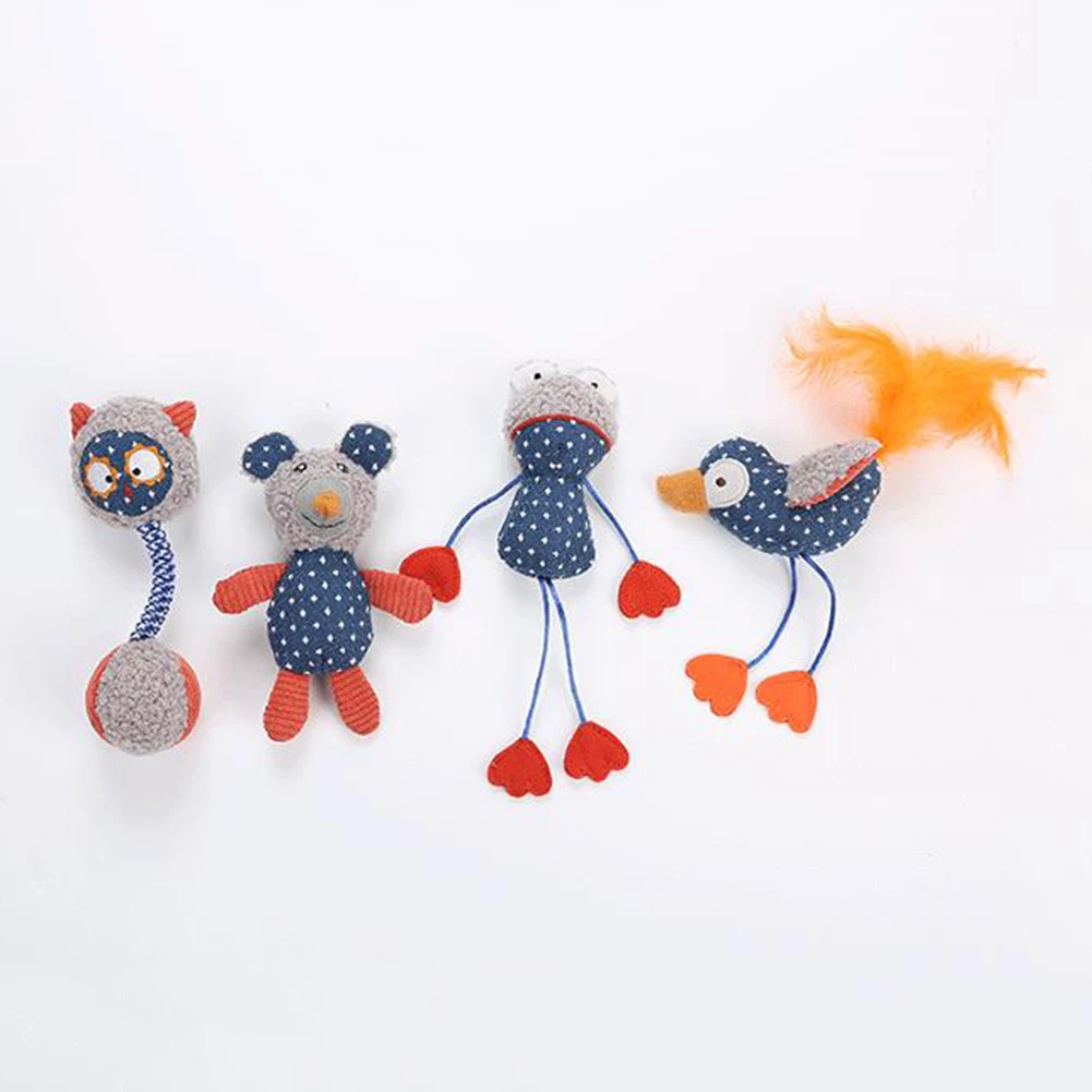 Pet Cats Kitten Plush Cute Frog Bear Owl Shape Doll Interactive Play Chew Toy