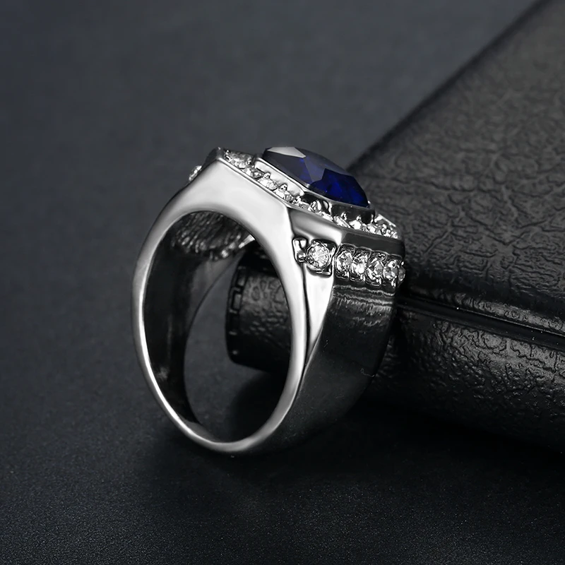 Shengmei Винтажное кольцо с голубым Цирконом для мужчин модное высококачественное мужское ювелирное свадебное кольцо Bague Homme SP304