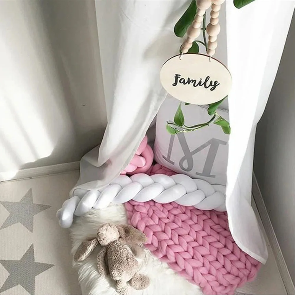 2M/3M/4M Newborn Baby Bed Bumper Plush Knotted Baby Crib Bumper Pillow Toddler Bed Guardrail Nordic Baby Crib Baby Room Decor
