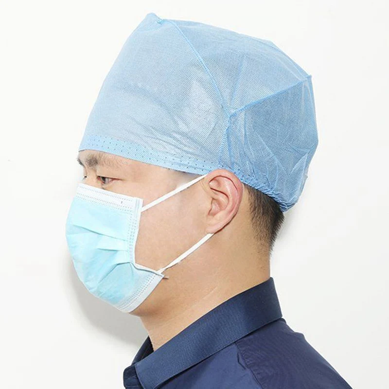 

Disposable Hair Cover Non-Woven Anti Dust Protective Headwear Cleaning Head Cover Earmuffs Elastic kitchen 20PCS