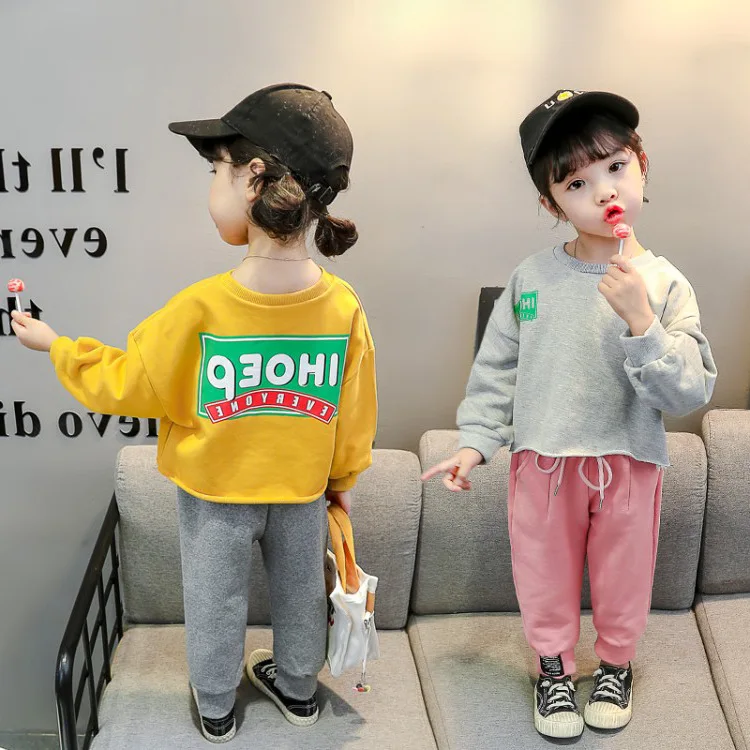 

Baby Girls Children 2020 Spring Clothing New Small CHILDREN'S Back Lettered Set Childrenswear