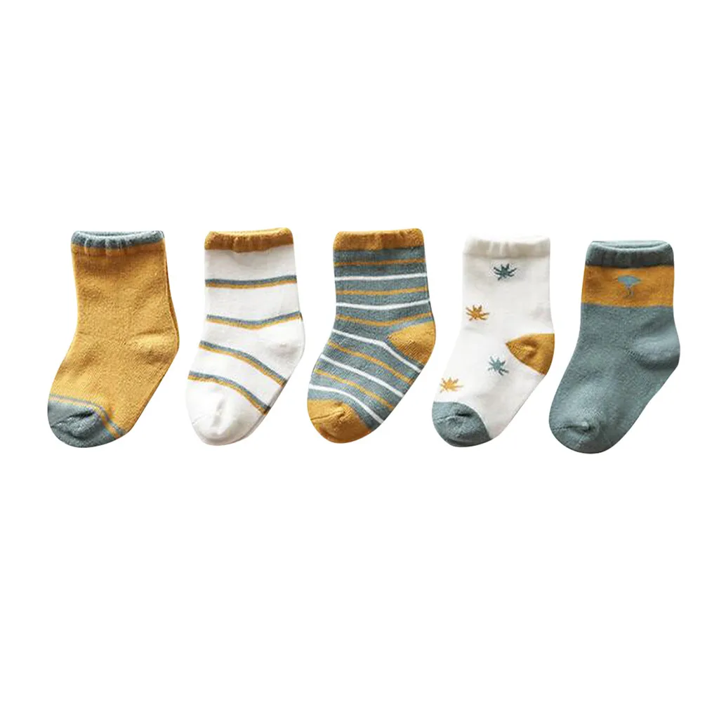 5 пар/лот, носки для малышей осенние детские носки для девочек, хлопковые носки с рисунками для новорожденных мальчиков одежда для малышей аксессуары, От 0 до 8 лет
