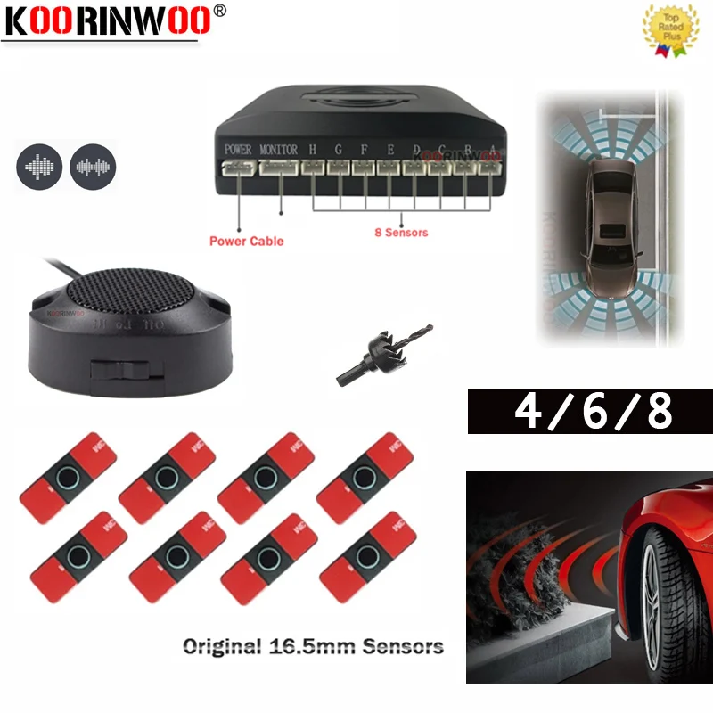 Парктроник Koorinwoo 4/6/8 передние и задние радары 16 5 мм плоские парковочные датчики