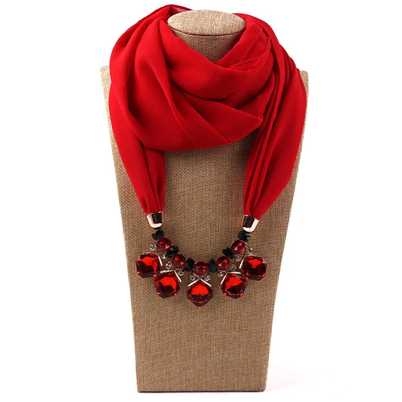 H10a95bc24f3b4a8f9e331004f711504bJ Elegant Girl Beads Necklace Pendant Ring Scarf Multi-style Lady Chiffon Solid Scarf Hijabs Muslim Head Scarve Turban Accessories Mallzona